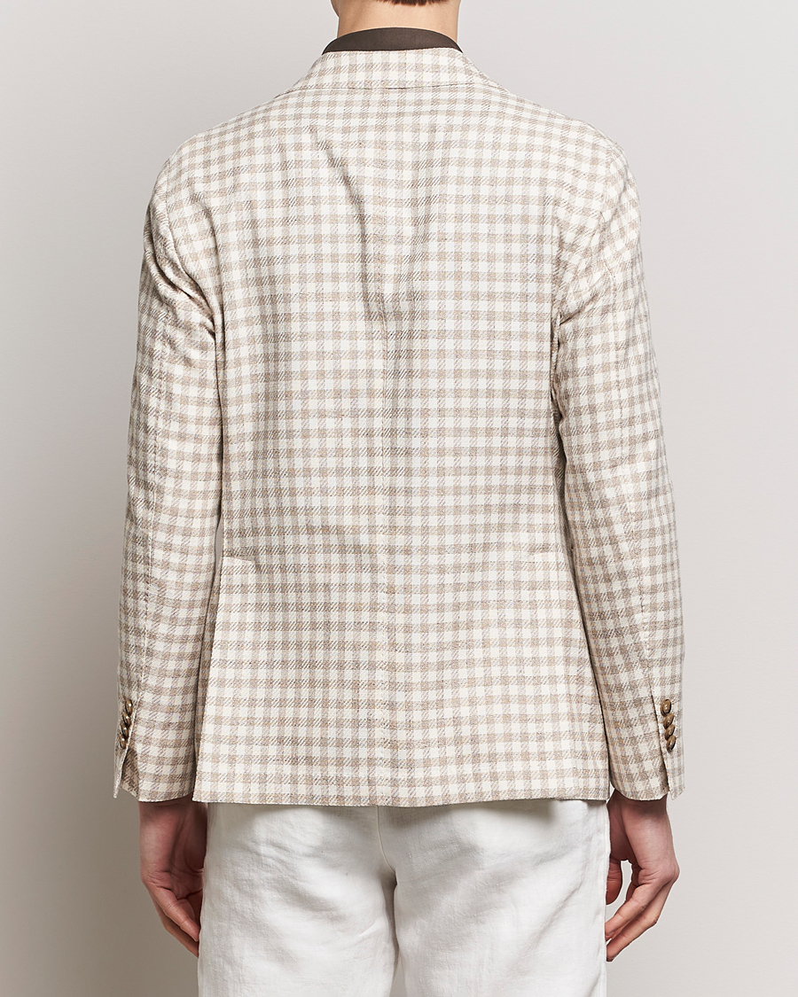 Herre | Dressjakker | L.B.M. 1911 | Checked Cotton Peak Lapel Blazer Beige