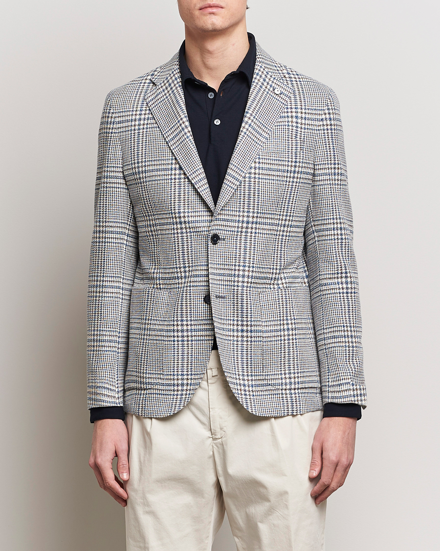 Herre | Bomullsblazer | L.B.M. 1911 | Checked Cotton Blazer Navy/Brown