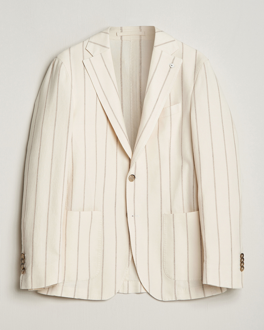 Herre | Dressjakker | L.B.M. 1911 | Striped Cotton Blazer Beige