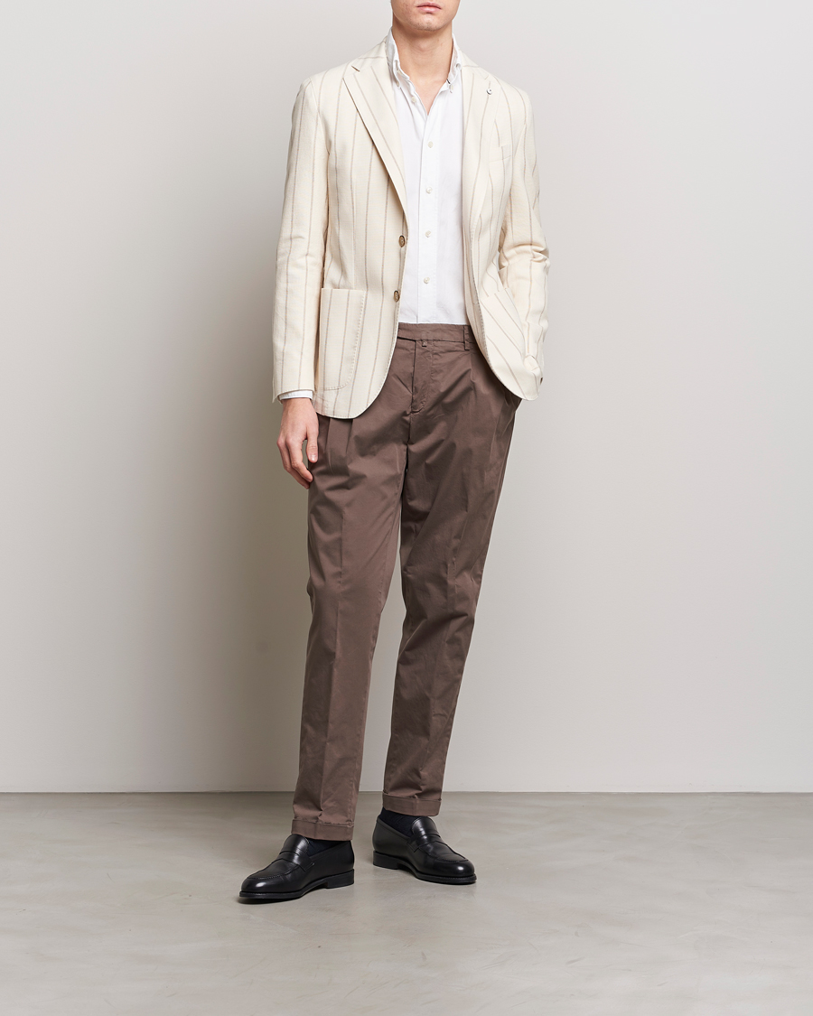 Herre | Dressjakker | L.B.M. 1911 | Striped Cotton Blazer Beige