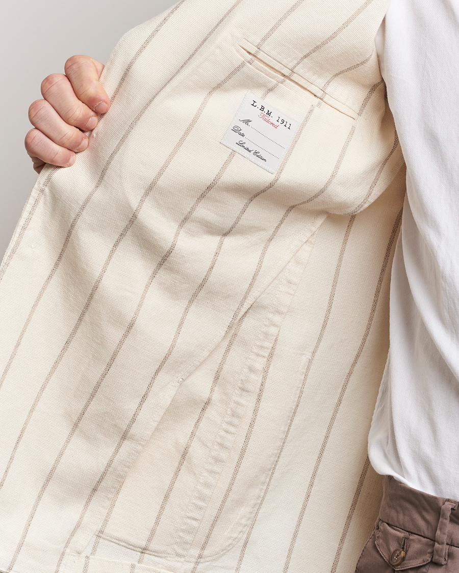 Herre | Dressjakker | L.B.M. 1911 | Striped Cotton Blazer Beige