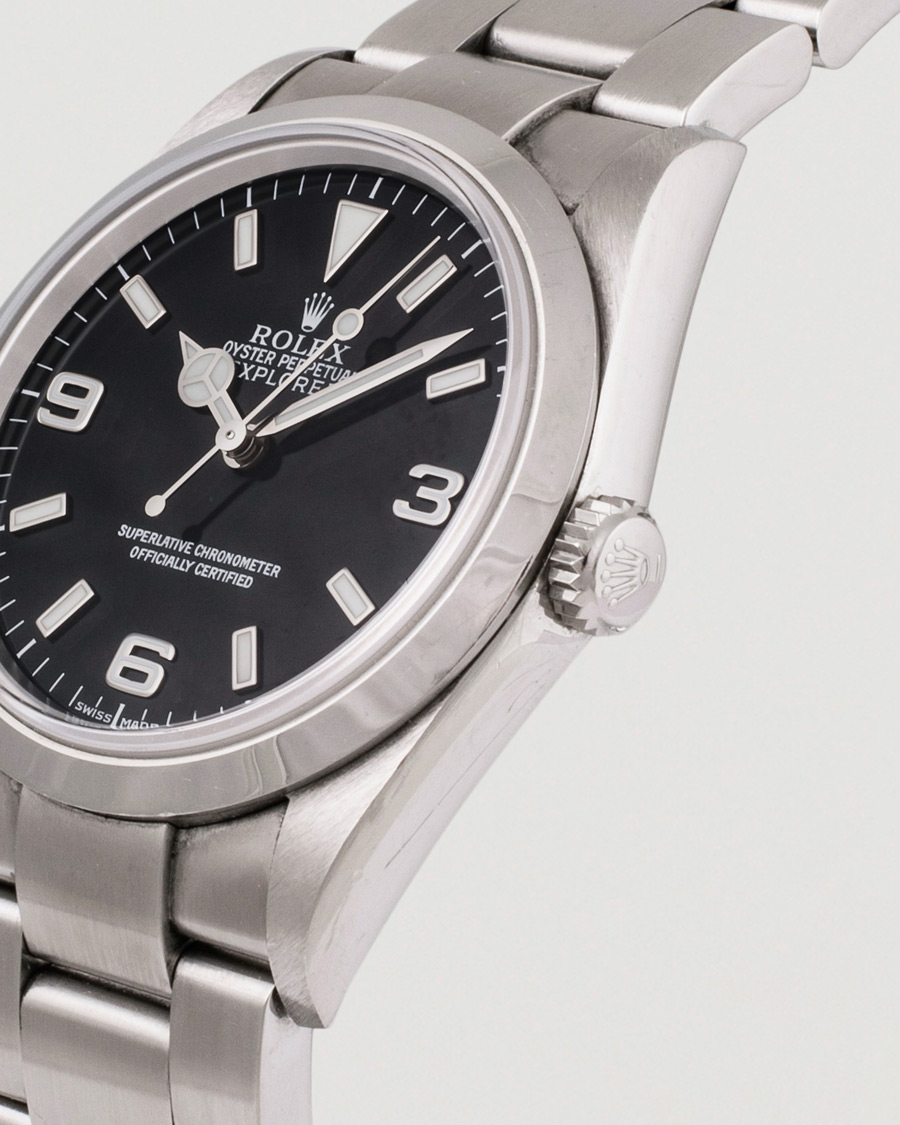 Herre | Rolex Pre-Owned Explorer 114270 Steel Black Silver | Rolex Pre-Owned | Explorer 114270 Steel Black Silver