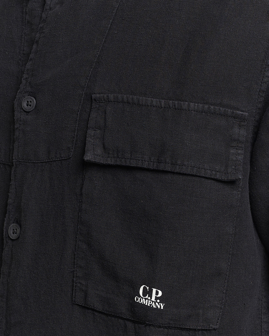 Herre | Skjorter | C.P. Company | Short Sleeve Linen Shirt Black