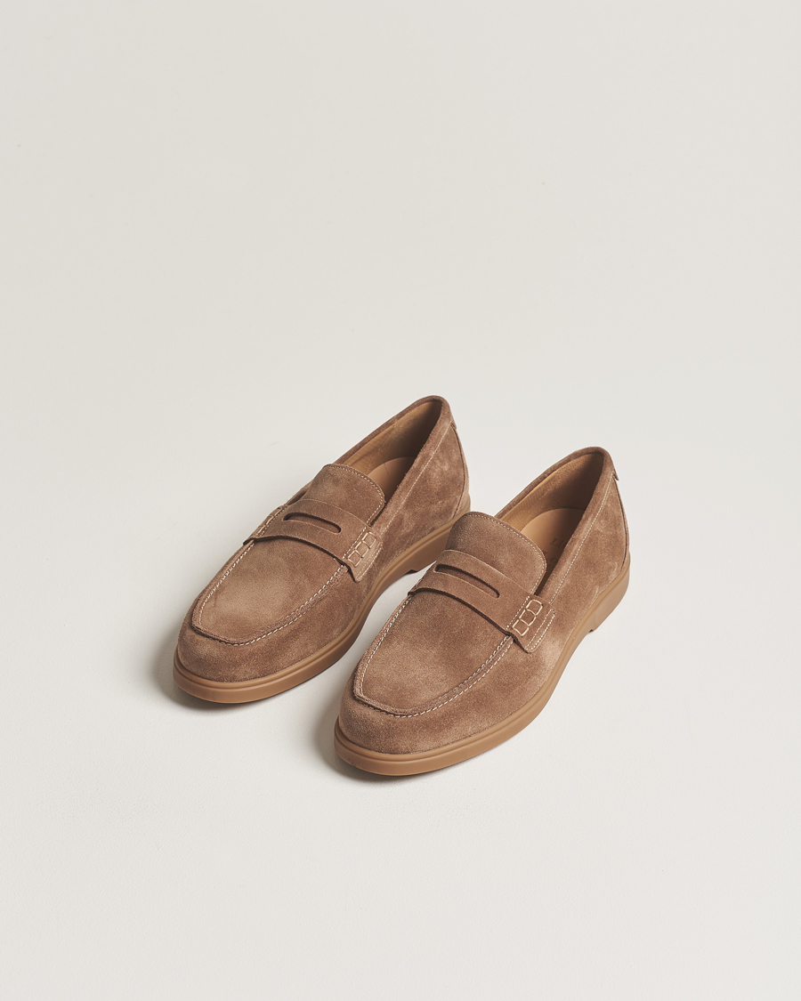 Herre | Loake 1880 Lucca Suede Penny Loafer Flint | Loake 1880 | Lucca Suede Penny Loafer Flint