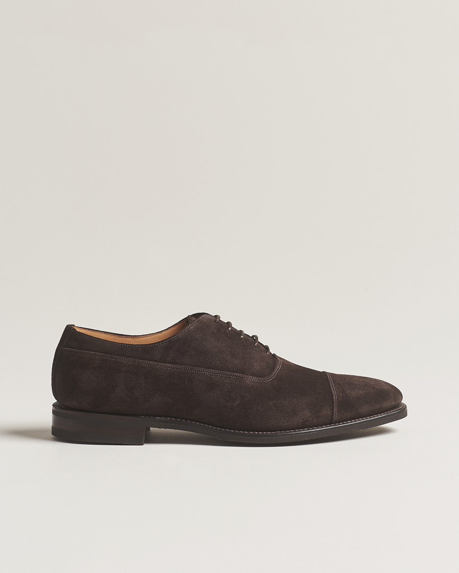 Herre | Oxfords | Loake 1880 | Truman Suede Oxford Toe Cap Dark Brown