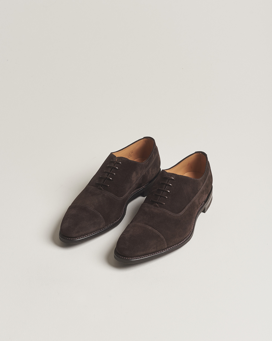 Men |  | Loake 1880 | Truman Suede Oxford Toe Cap Dark Brown