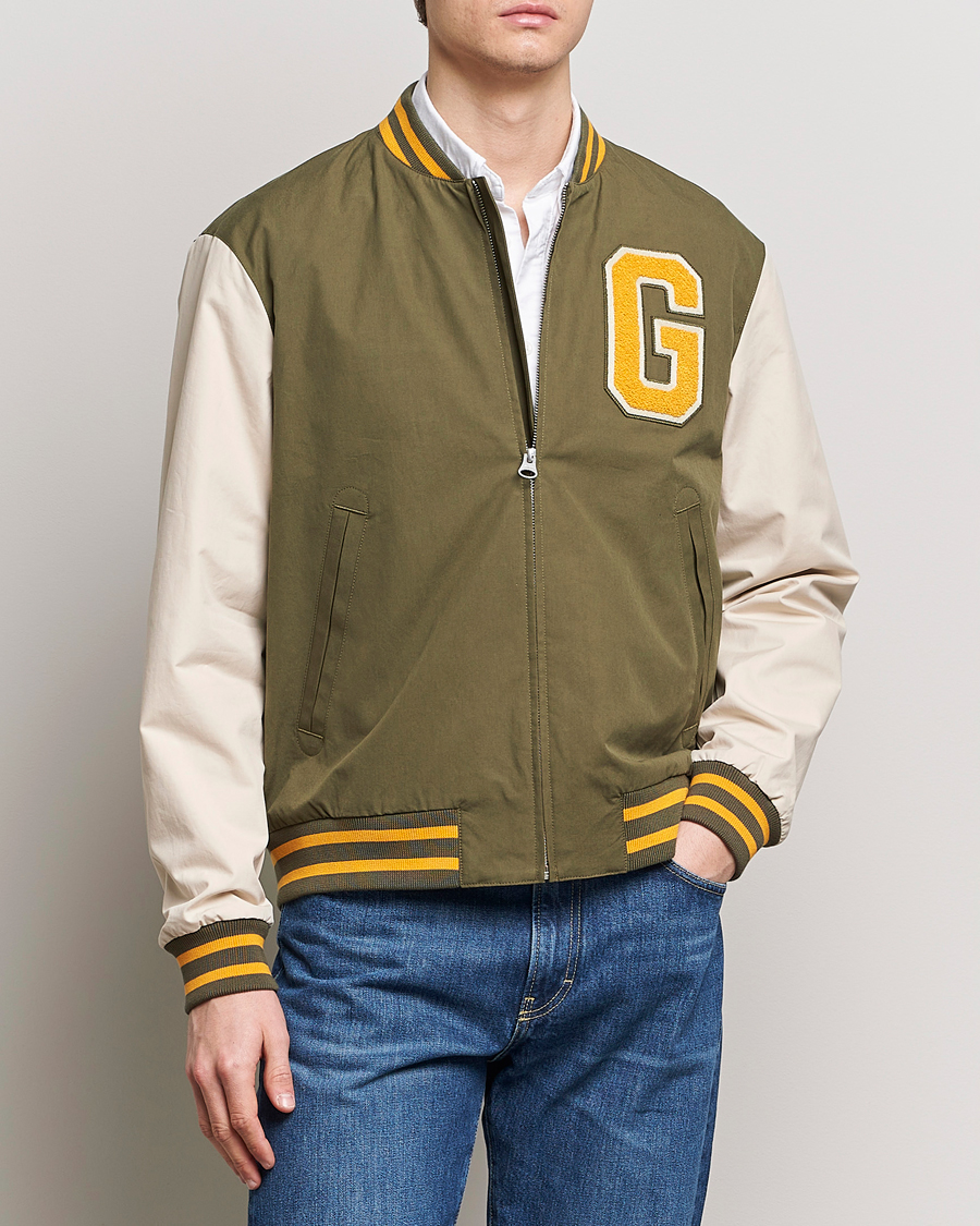 Herre | GANT | GANT | Light Varsity Jacket Green/Soft Oat