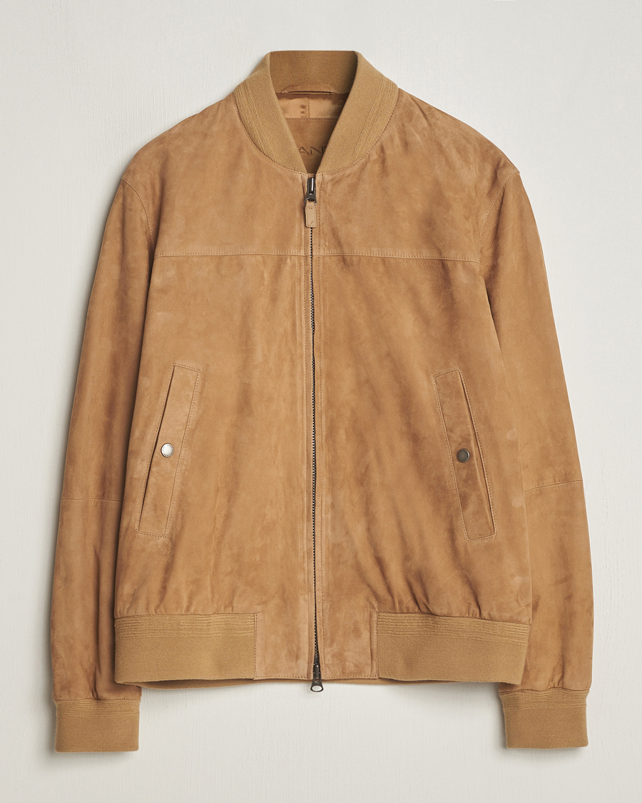 Herre | Jakker | GANT | Suede Bombar Jacket Dark Khaki