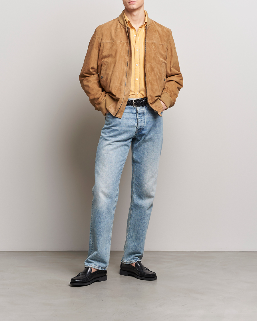 Herre | Jakker | GANT | Suede Bombar Jacket Dark Khaki
