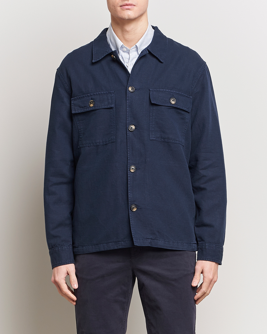 Herre |  | GANT | Linen/Cotton Twill Overshirt Marine