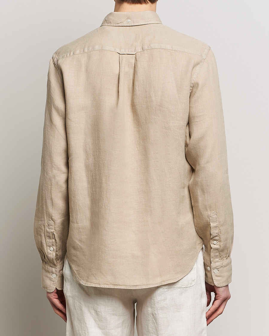 Herre | Skjorter | GANT | Regular Fit Garment Dyed Linen Shirt Concrete Beige
