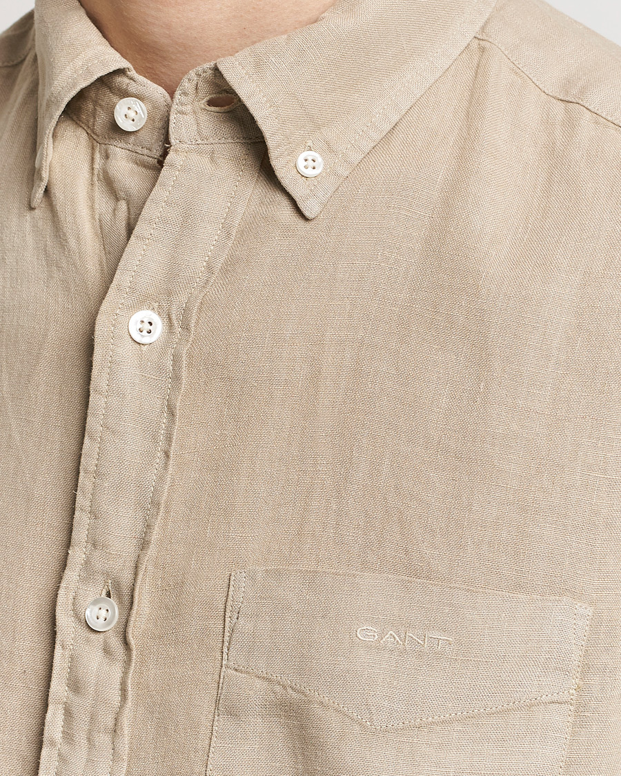 Herre | Skjorter | GANT | Regular Fit Garment Dyed Linen Shirt Concrete Beige