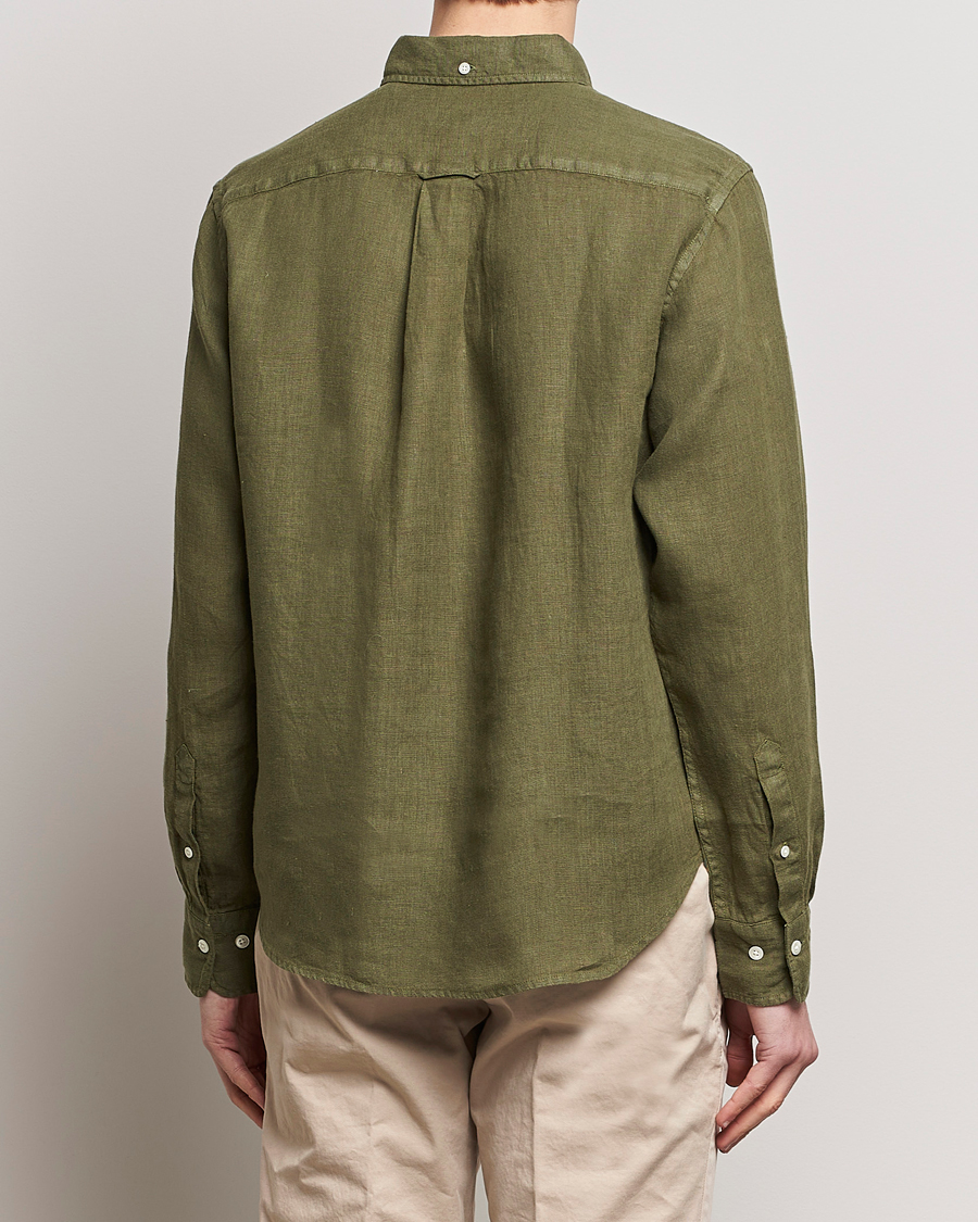 Herre | Skjorter | GANT | Regular Fit Garment Dyed Linen Shirt Juniper Green