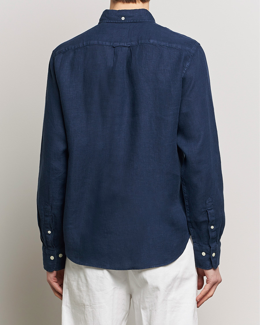 Herre | Skjorter | GANT | Regular Fit Garment Dyed Linen Shirt Marine