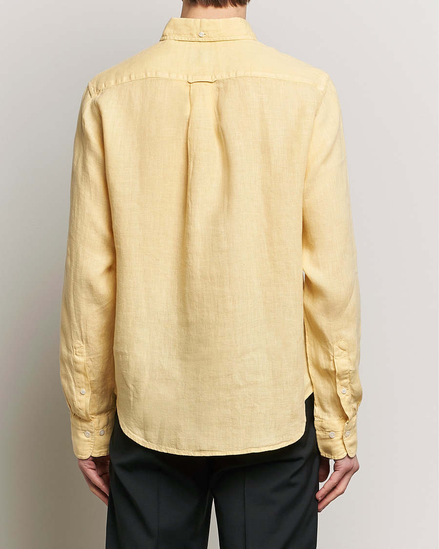 Herre | Skjorter | GANT | Regular Fit Garment Dyed Linen Shirt Dusty Yellow