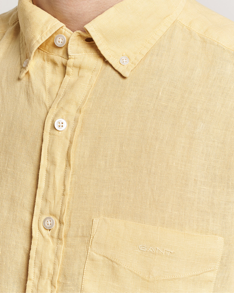 Herre | Skjorter | GANT | Regular Fit Garment Dyed Linen Shirt Dusty Yellow