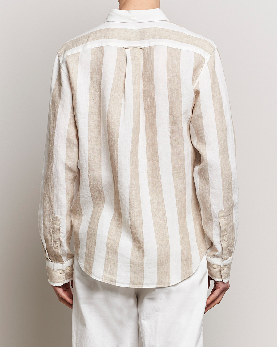 Herre | Skjorter | GANT | Regular Fit Bold Stripe Linen Shirt Beige/White