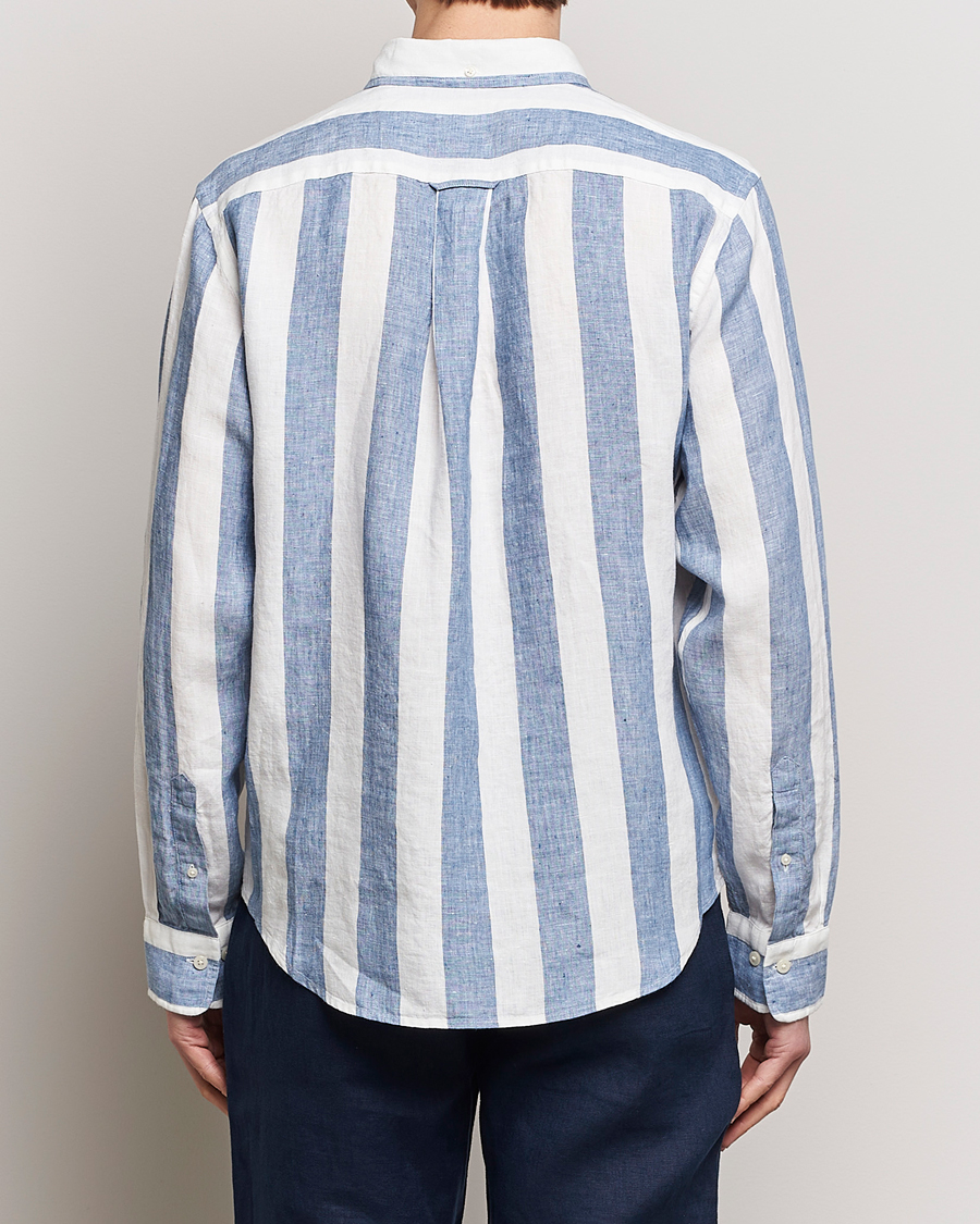 Herre | Skjorter | GANT | Regular Fit Bold Stripe Linen Shirt Blue/White