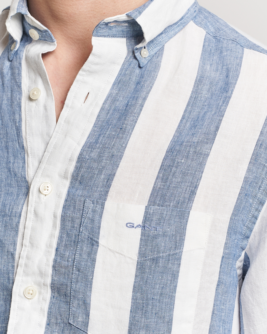 Herre | Skjorter | GANT | Regular Fit Bold Stripe Linen Shirt Blue/White