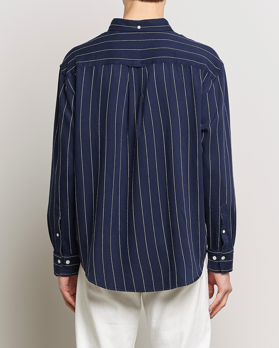 Herre | Skjorter | GANT | Relaxed Fit Slub Striped Shirt Classic Blue