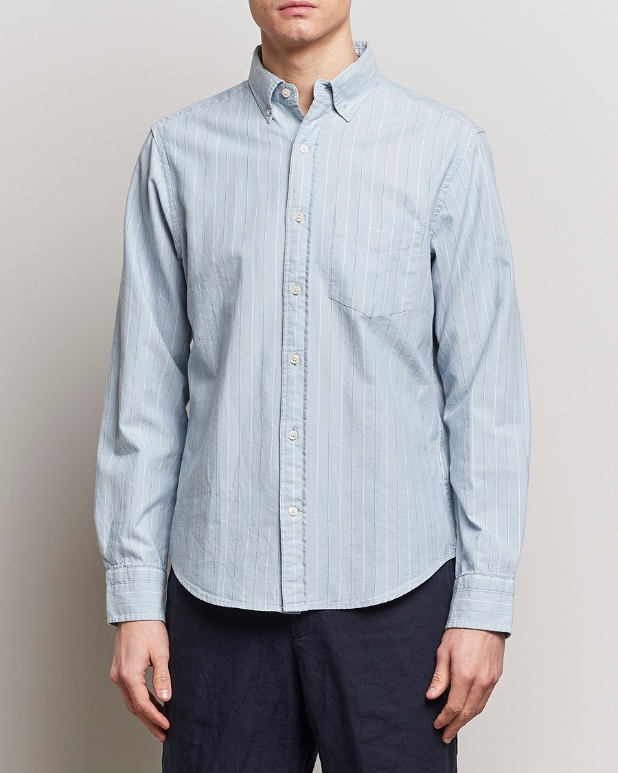 Herre | Oxfordskjorter | GANT | Regular Fit Archive Striped Oxford Shirt Dove Blue