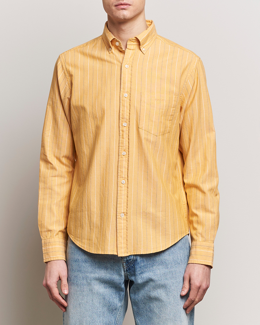 Herre | Oxfordskjorter | GANT | Regular Fit Archive Striped Oxford Shirt Medal Yellow