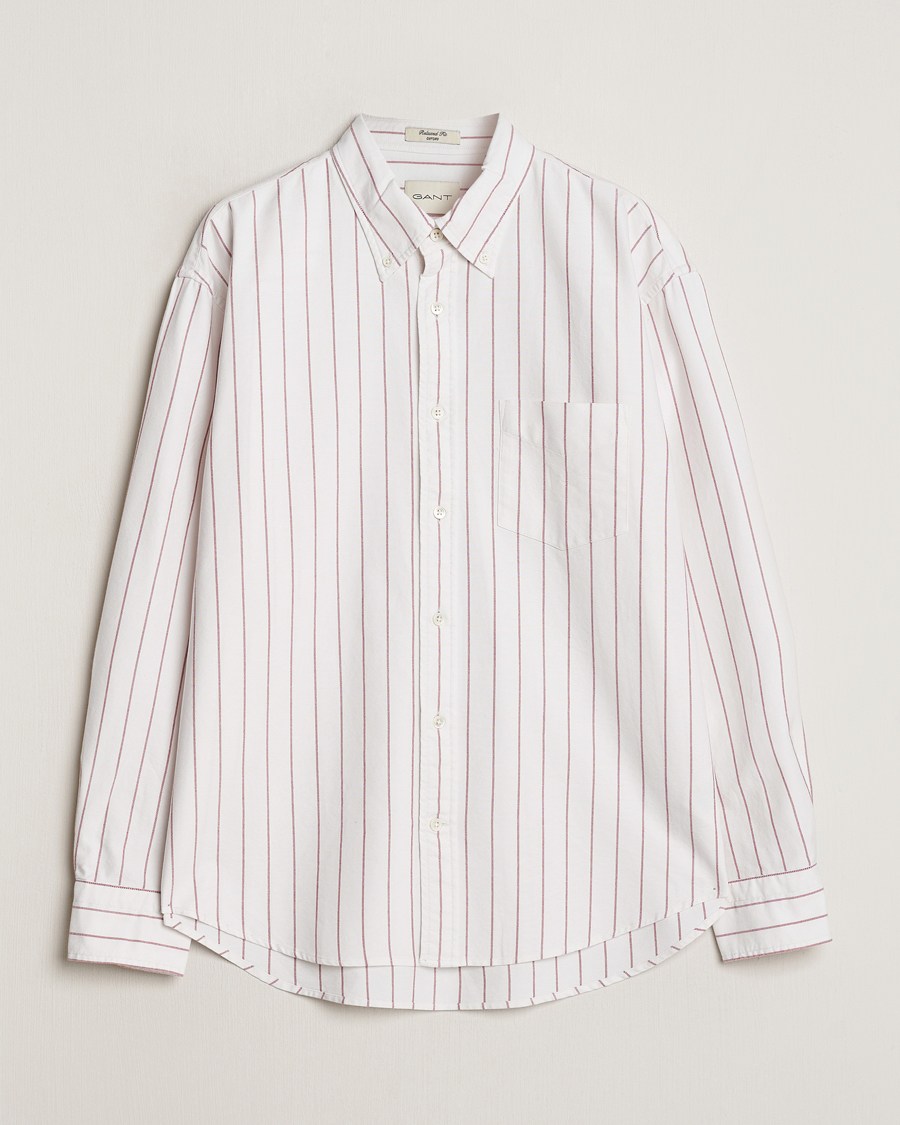 Herre | Skjorter | GANT | Relaxed Fit Heritage Striped Oxford Shirt White/Red