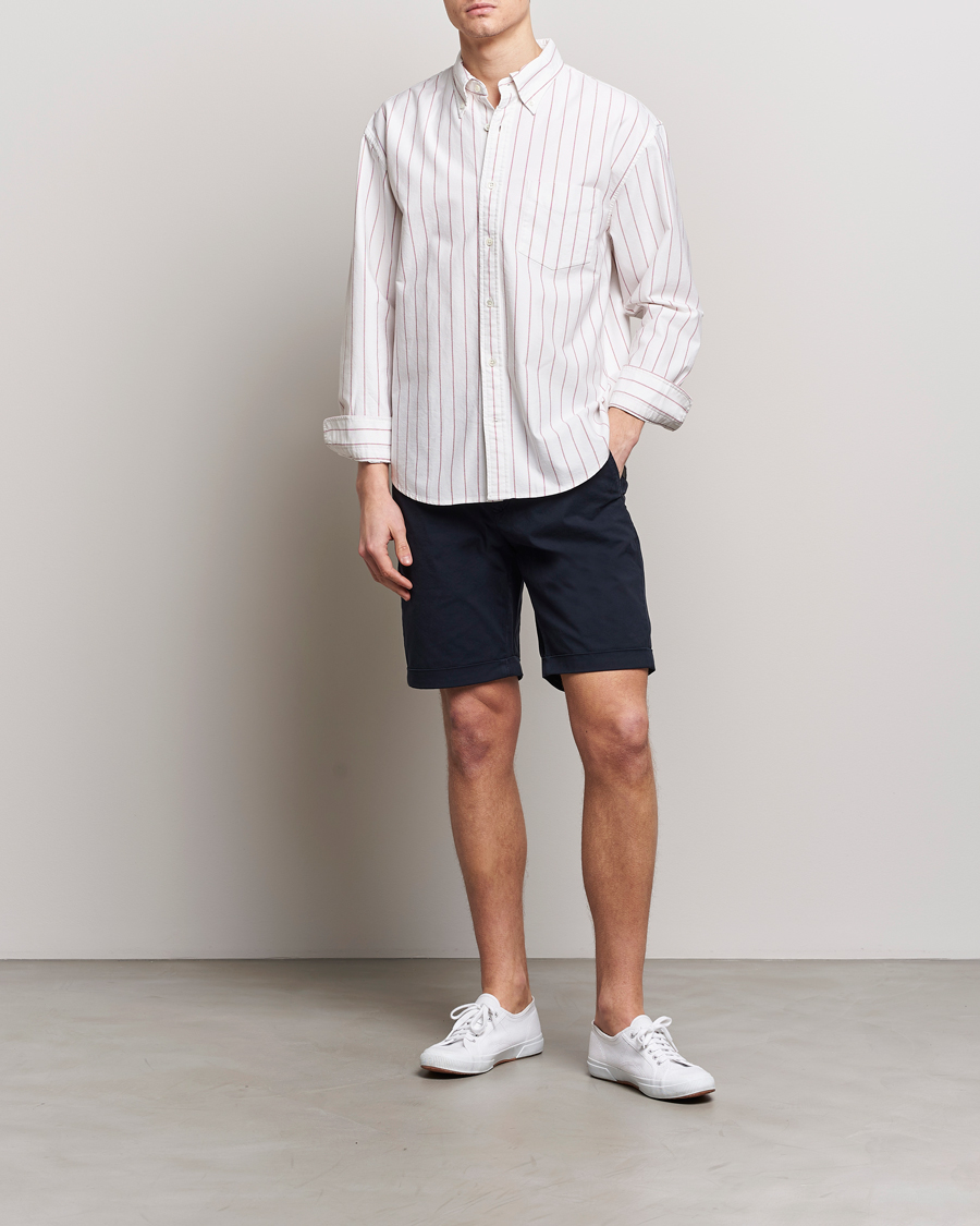 Herre | Skjorter | GANT | Relaxed Fit Heritage Striped Oxford Shirt White/Red