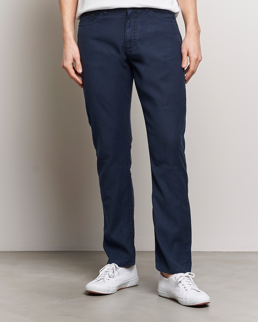 Herre | Klær | GANT | Cotton/Linen 5-Pocket Trousers Marine