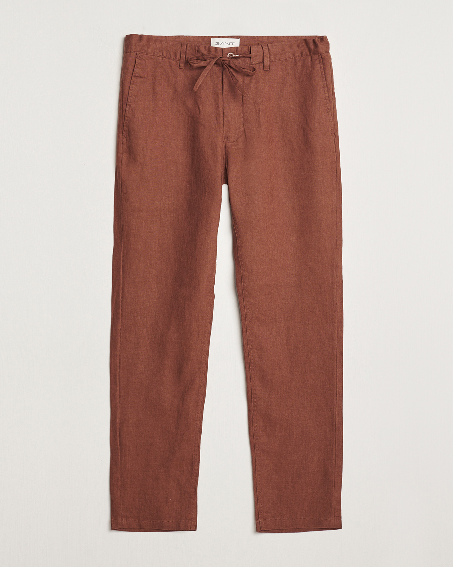 Herre | Bukser | GANT | Relaxed Linen Drawstring Pants Cognac Brown