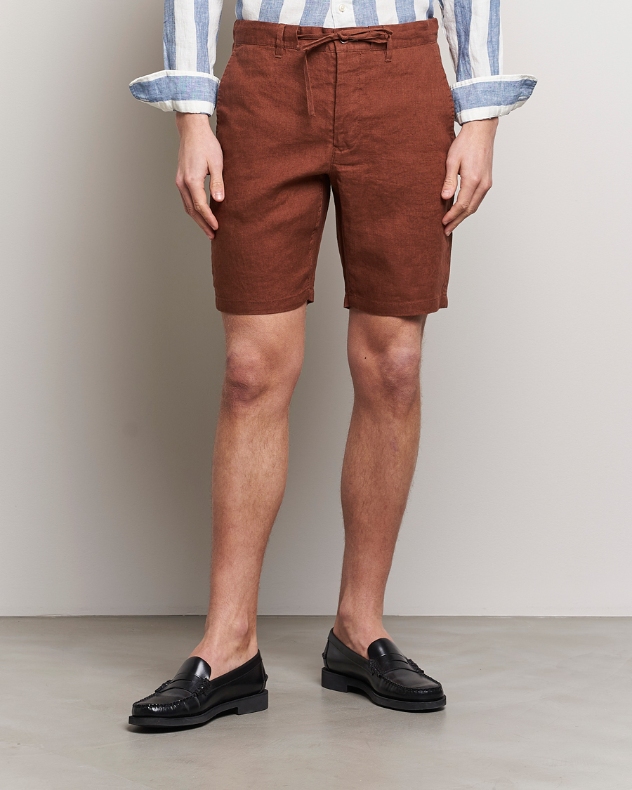 Herre | Hørshorts | GANT | Relaxed Linen Drawstring Shorts Cognac Brown