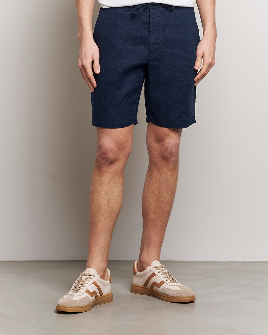 Herre | Preppy Authentic | GANT | Relaxed Linen Drawstring Shorts Marine