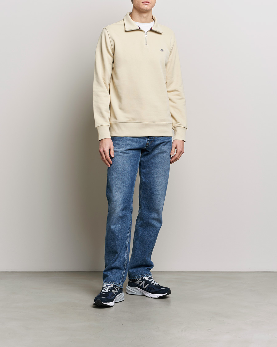 Herre | Gensere | GANT | Original Shield Half Zip Sweater Silky Beige