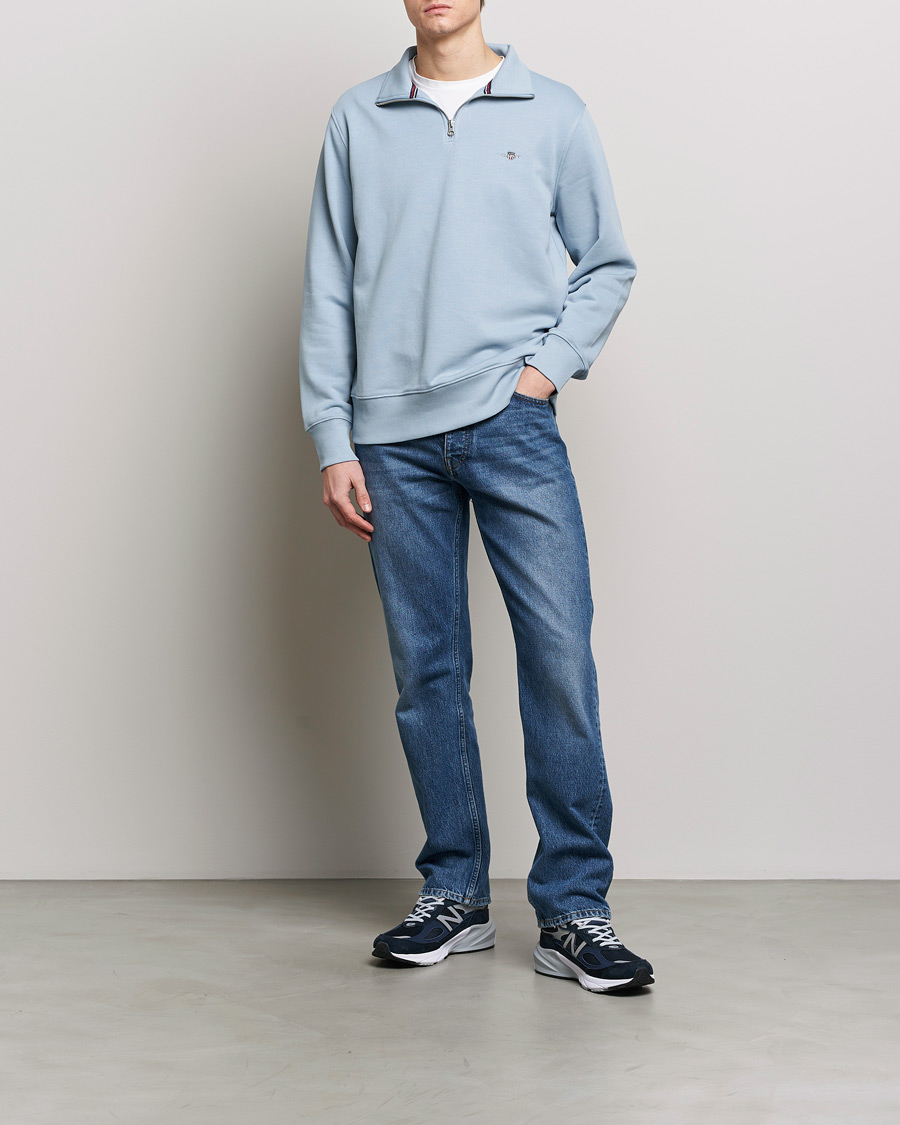 Herre | Gensere | GANT | Original Shield Half Zip Sweater Dove Blue