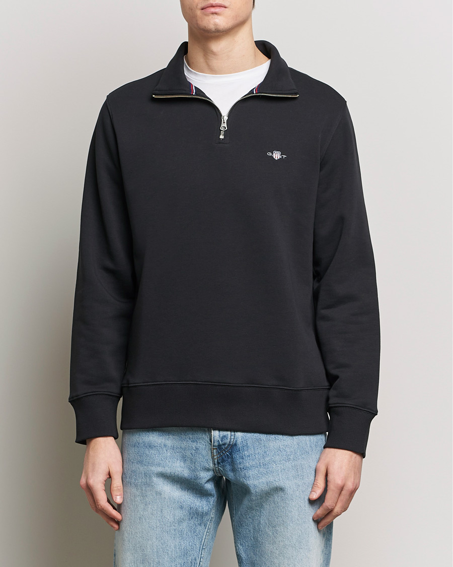 Herre | Gensere | GANT | Original Shield Half Zip Sweater Black