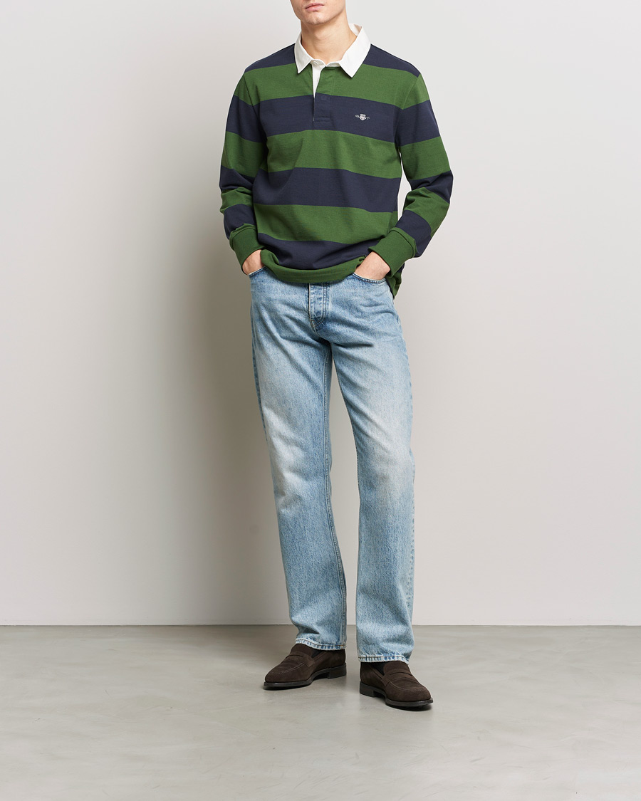 Herre | Gensere | GANT | Barstriped Rugger Pine Green/Navy