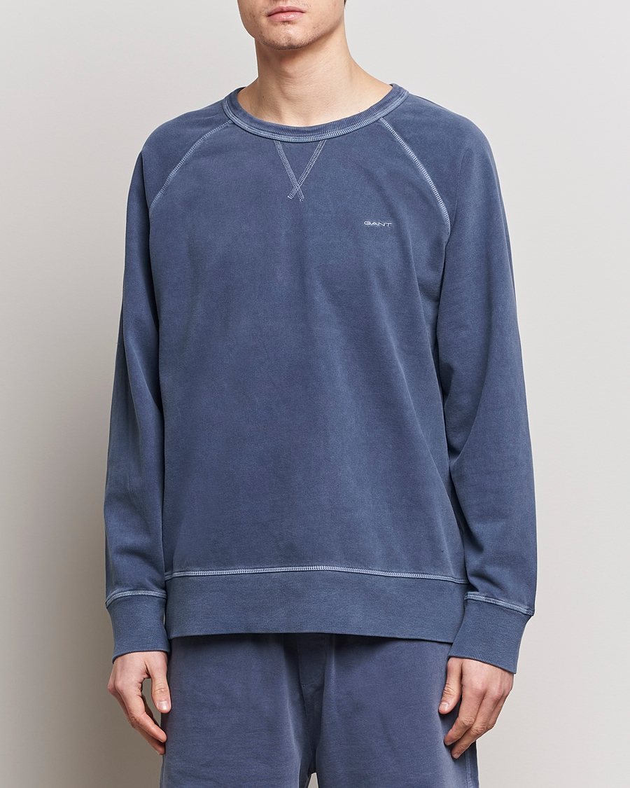 Herre | 20% salg | GANT | Sunbleached Crew Neck Sweatshirt Dusty Blue Sea