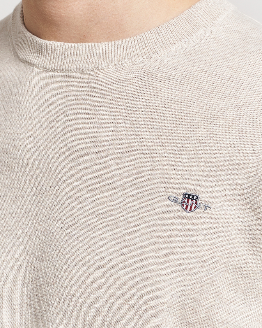 Herre | Gensere | GANT | Classic Cotton Crew Neck Light Beige Melange