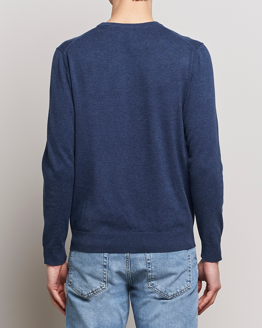 Herre | Gensere | GANT | Classic Cotton Crew Neck Dark Jeans Blue Melange