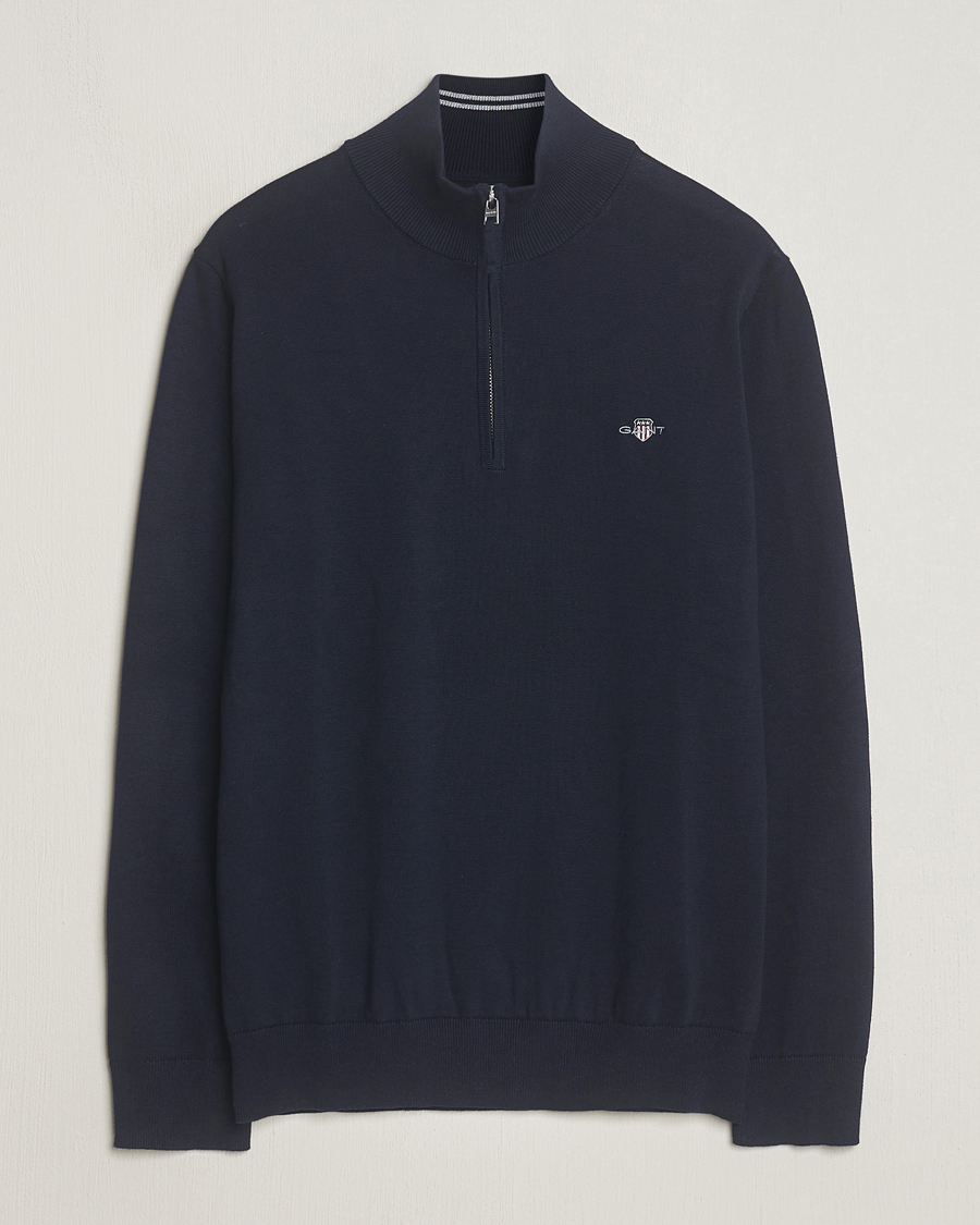 Herre | Gensere | GANT | Classic Cotton Half Zip Evening Blue