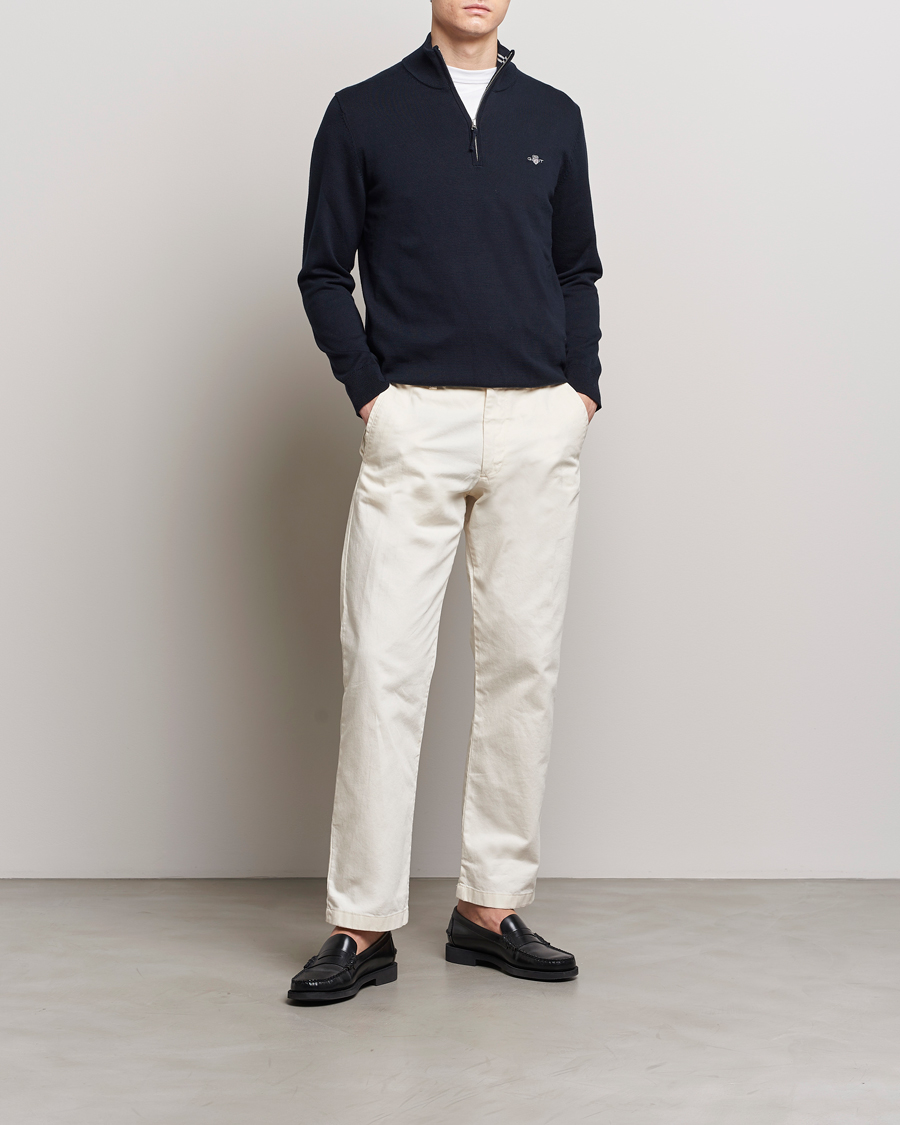 Herre | Gensere | GANT | Classic Cotton Half Zip Evening Blue