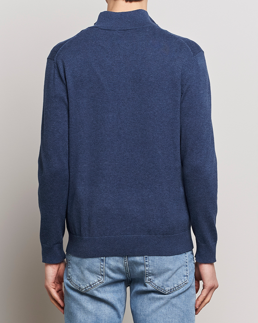 Herre | Gensere | GANT | Classic Cotton Half Zip Dark Jeans Blue Melange