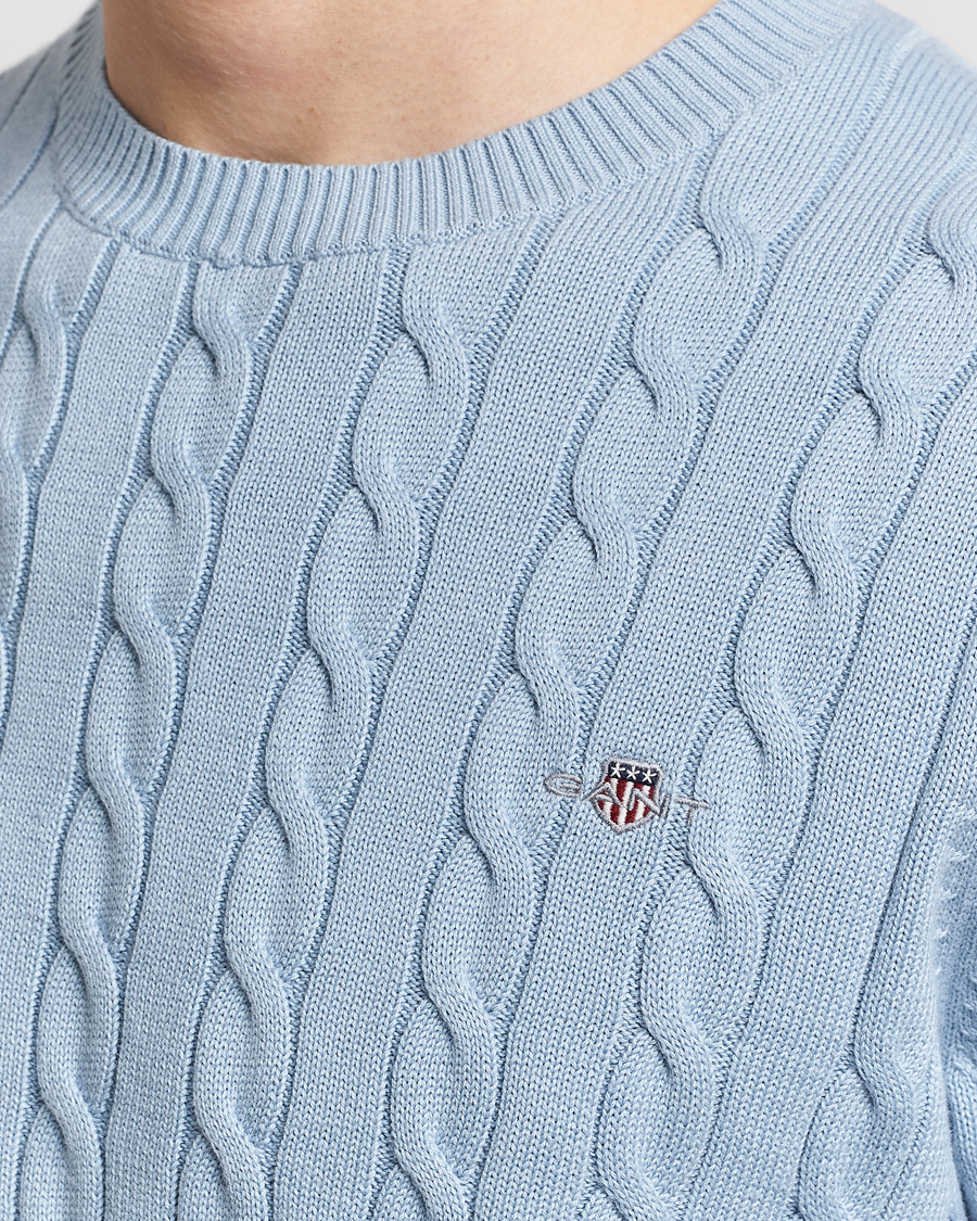 Herre | Gensere | GANT | Cotton Cable Crew Neck Pullover Dove Blue