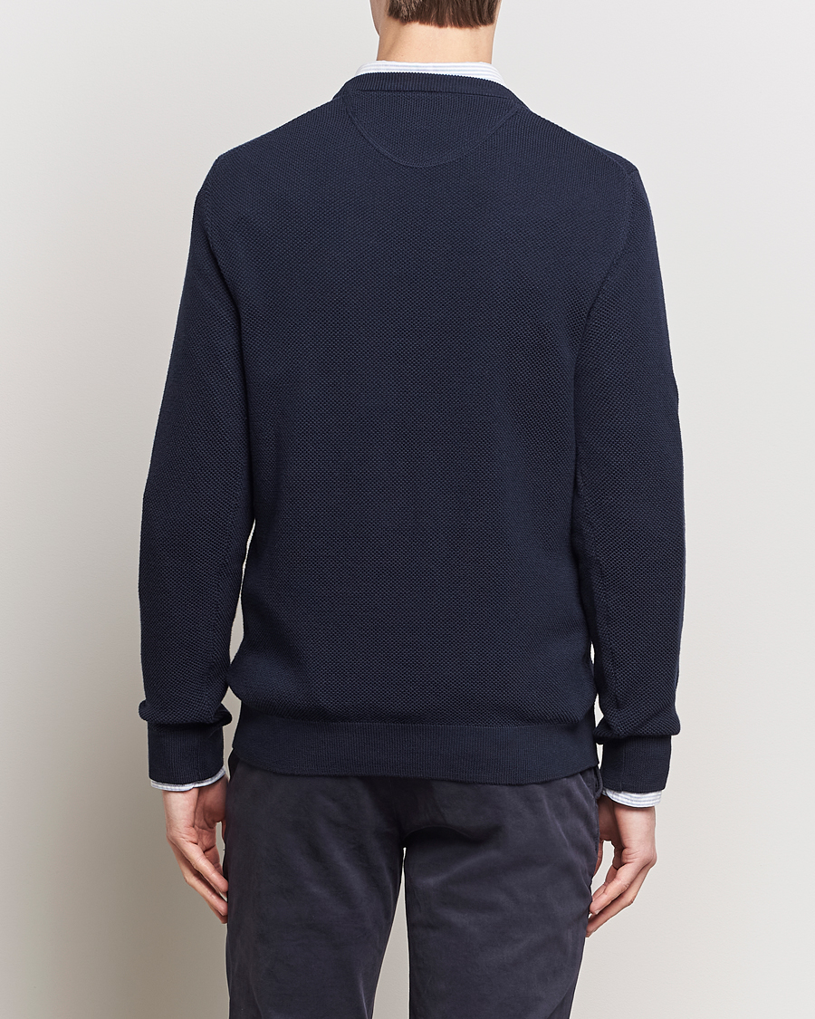 Herre | Gensere | GANT | Cotton Pique Crew Neck Sweater Evening Blue
