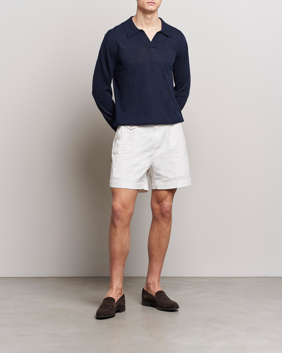 Herre | Gensere | GANT | Cotton/Linen Knitted Polo Evening Blue