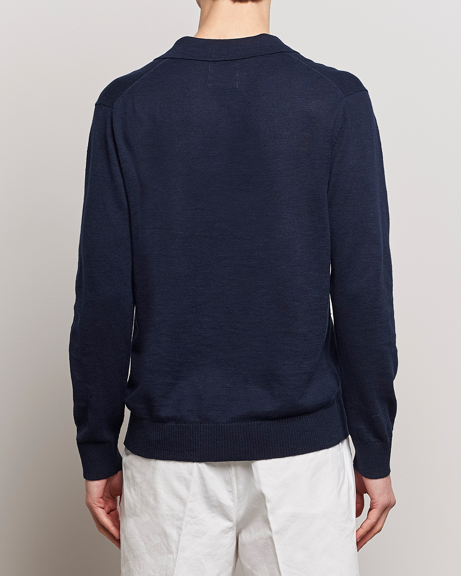 Herre | Gensere | GANT | Cotton/Linen Knitted Polo Evening Blue