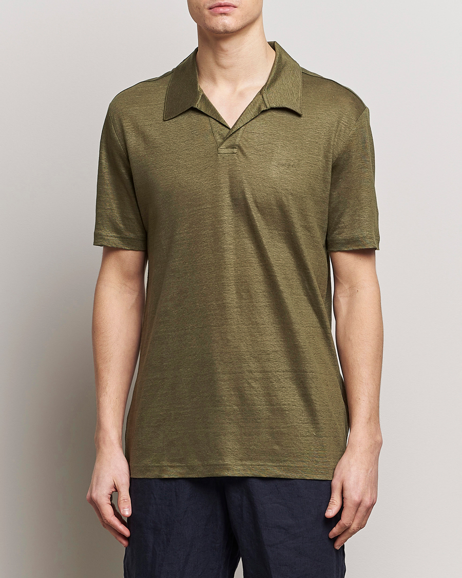 Herre | Preppy Authentic | GANT | Linen Polo Juniper Green