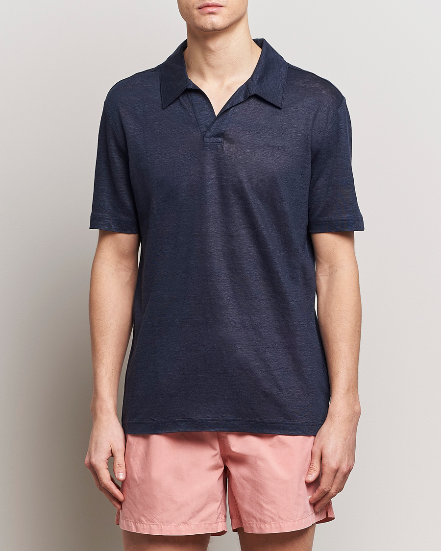 Herre | GANT | GANT | Linen Polo Evening Blue