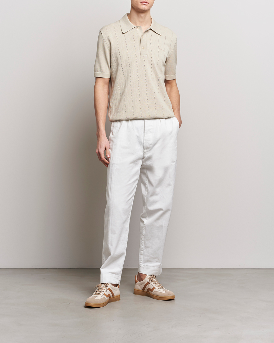 Herre | Pikéer | GANT | Pointelle Structured Knitted Polo Silky Beige
