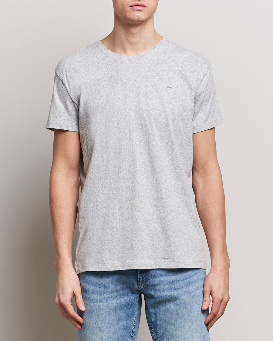 Herre | Klær | GANT | 2-Pack Crew Neck T-Shirt Light Grey/Navy